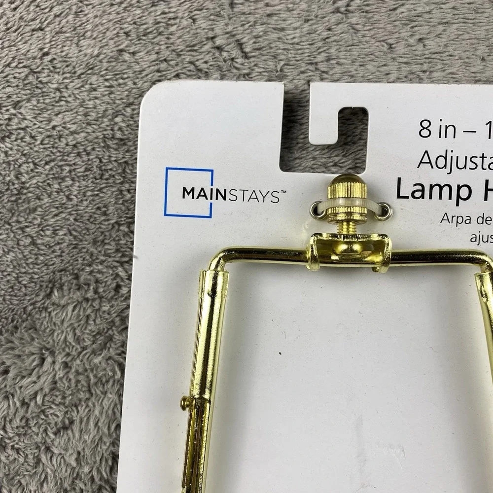 Lamp Harp Adjustable 8-10 inch Polished Brass Mainstays Finial NOS